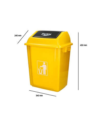Papelera contenedor q connect plastico con tapa de balancin 20 litros amarillo 340x240x450 mm