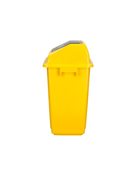 Papelera contenedor q connect plastico con tapa de balancin 20 litros amarillo 340x240x450 mm