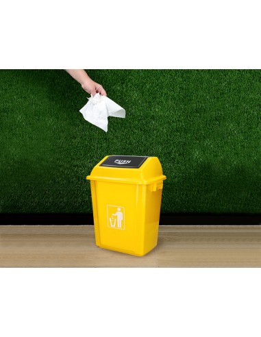 Papelera contenedor q connect plastico con tapa de balancin 20 litros amarillo 340x240x450 mm
