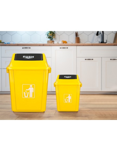 Papelera contenedor q connect plastico con tapa de balancin 20 litros amarillo 340x240x450 mm