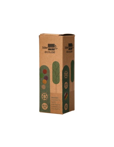 Iman para sujecion liderpapel ecouse pp reciclado para pizarra magnetica 35 mm caja de 10 unidades