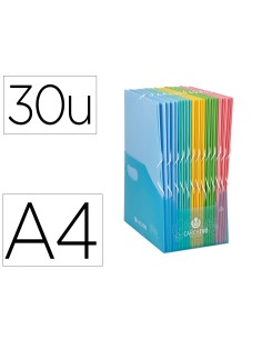 Carpeta carchivo gomas polipropileno tres solapas color soft expositor de 30 unidades colores surtidos