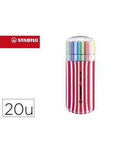 Rotulador stabilo punta de fibra pen 68 zebrui cereza estuche de 20 unidades colores surtidos