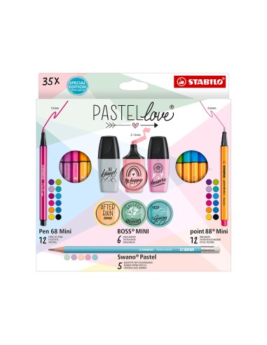 Set stabilo pastel love mini world pen 68 point 88 boss swano 35 unidades surtidas