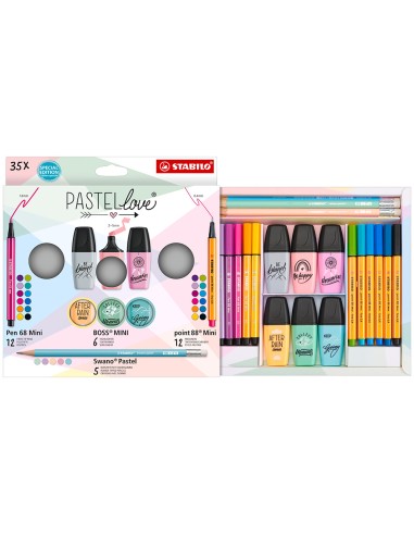 Set stabilo pastel love mini world pen 68 point 88 boss swano 35 unidades surtidas