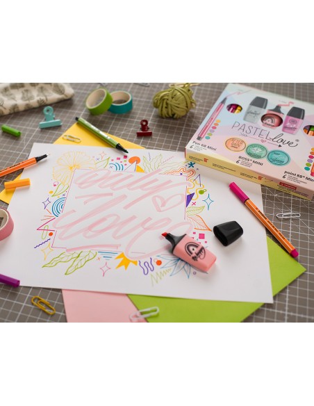 Set stabilo pastel love mini world pen 68 point 88 boss 18 unidades surtidas