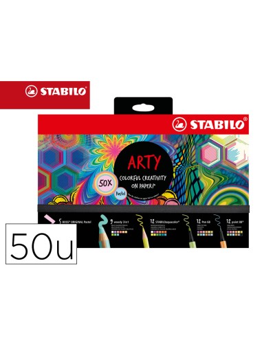 Set stabilo creativo arty line pastel 50 unidades surtidas