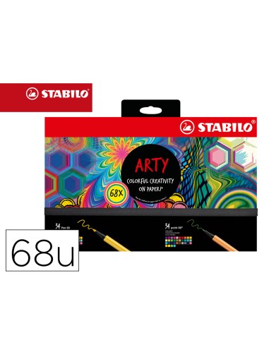 Rotulador stabilo acuarelable pen 68 88 arty line hero estuche de carton de 68 unidades surtidas