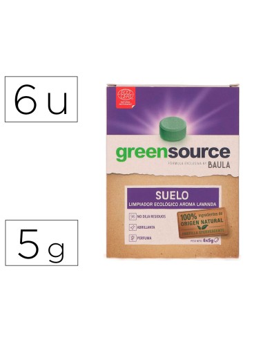 Limpiador de suelos bunzl greensource ecologico pastilla de 5 gr paquete de 6 unidades