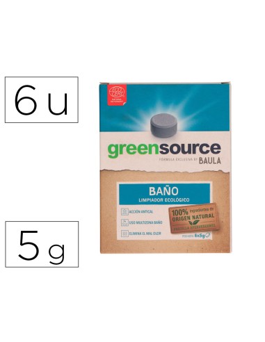 Limpiador de banos bunzl greensource ecologico pastilla de 5 gr paquete de 6 unidades