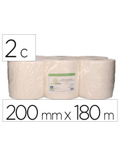 Papel secamanos bunzl greensource 2 capas celulosa blanca 200 mm x 180 mt paquete de 6 rollos