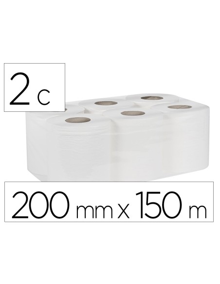 Papel secamanos bunzl greensource 2 capas celulosa blanca 200 mm x 150 mt paquete de 6 rollos Papel secamanos bunzl greensource 2 capas celulosa blanca 200 mm x 150 mt paquete de 6 rollos