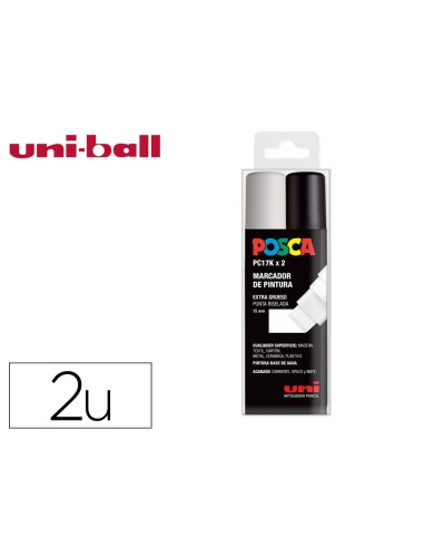 Rotulador uni posca pc 17k 2c marcador de pintura punta biselada 15 mm estuche de 2 unidades blanco negro