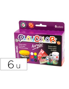 Pintura acrilica playcolor acrylic basic 40 ml caja de 6 unidades colores surtidos