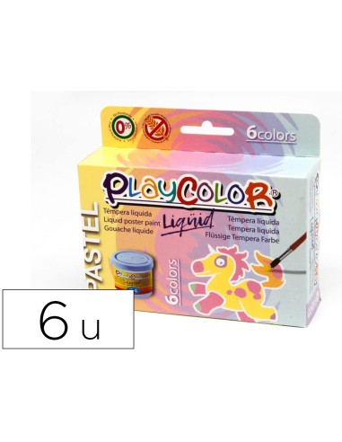 Tempera liquida playcolor liquid pastel 40 ml caja de 6 unidades colores surtidos