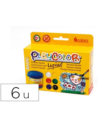 Tempera liquida playcolor liquid basic 40 ml caja de 6 unidades colores surtidos