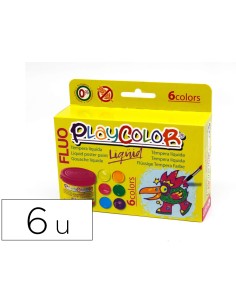 Tempera liquida playcolor liquid fluo 40 ml caja 6 unidades colores surtidos