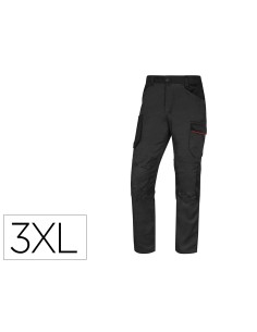 Pantalon de trabajo deltaplus con cintura elastica 7 bolsillos color gris rojo talla 3xl