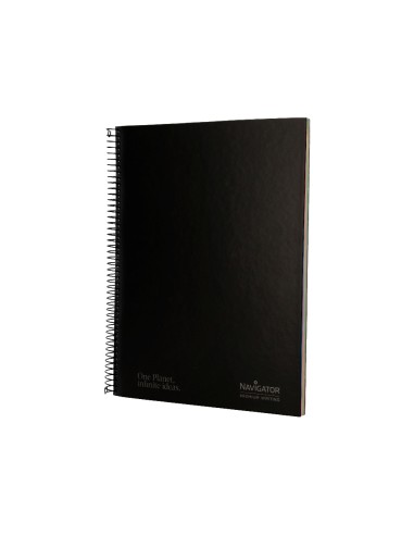 Cuaderno espiral navigator a4 micro tapa forrada 120h 80gr horizontal 5 bandas 4 taladros color negro