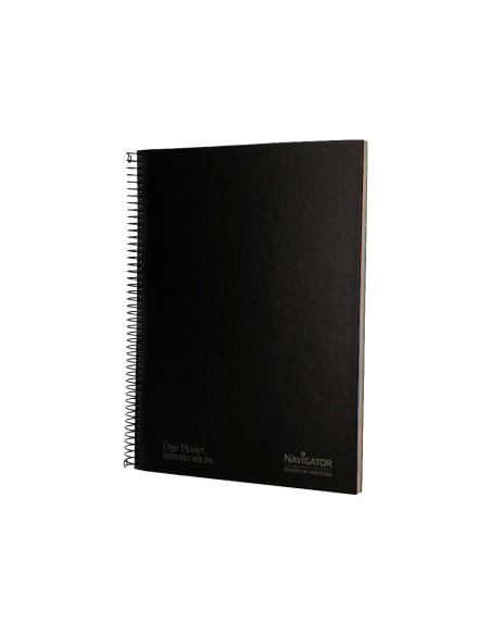 Cuaderno espiral navigator a4 micro tapa forrada 120h 80gr horizontal 5 bandas 4 taladros color negro