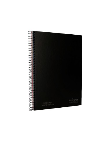 Cuaderno espiral navigator a4 micro tapa forrada 120h 80gr horizontal 5 bandas 4 taladros color negro