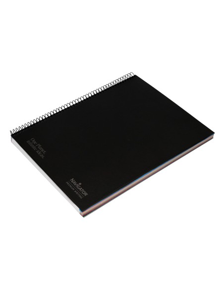 Cuaderno espiral navigator a4 micro tapa forrada 120h 80gr horizontal 5 bandas 4 taladros color negro