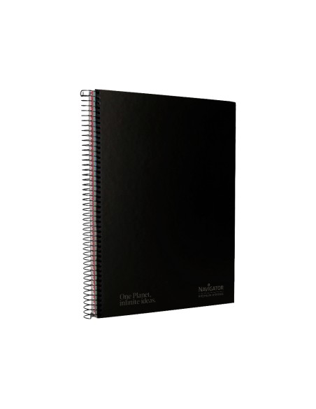 Cuaderno espiral navigator a4 micro tapa forrada 120h 80gr cuadro 5mm 5 bandas 4 taladros color negro
