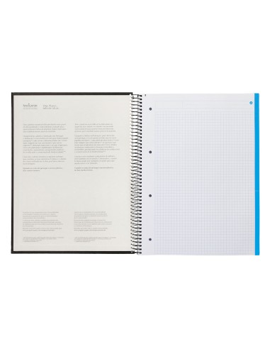 Cuaderno espiral navigator a4 micro tapa forrada 120h 80gr cuadro 5mm 5 bandas 4 taladros color negro