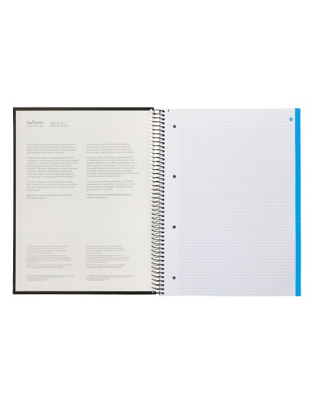 Cuaderno espiral navigator a4 micro tapa forrada 120h 80gr cuadro 5mm 5 bandas 4 taladros color negro