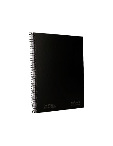 Cuaderno espiral navigator a4 micro tapa forrada 80h 80 gr cuadro 5mm 1 banda color negro