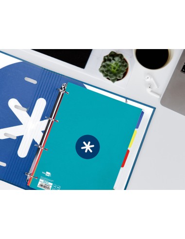 Recambio a4 antartik 80 hojas 90g m2 cuadro 5mm 4 taladros 1 banda con marco color turquesa