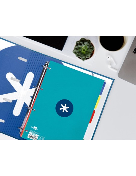 Recambio a4 antartik 80 hojas 90g m2 cuadro 5mm 4 taladros 1 banda con marco color turquesa