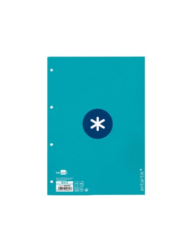 Recambio a4 antartik 80 hojas 90g m2 cuadro 5mm 4 taladros 1 banda con marco color turquesa