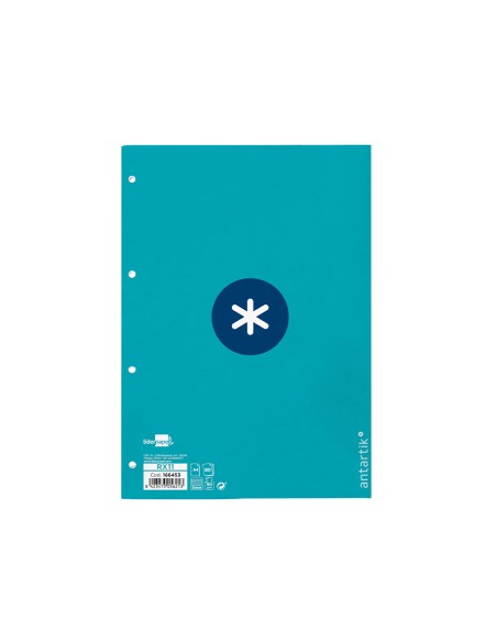 Recambio a4 antartik 80 hojas 90g m2 cuadro 5mm 4 taladros 1 banda con marco color turquesa