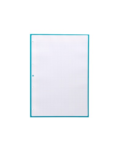 Recambio a4 antartik 80 hojas 90g m2 cuadro 5mm 4 taladros 1 banda con marco color turquesa