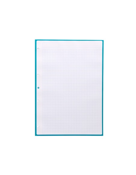 Recambio a4 antartik 80 hojas 90g m2 cuadro 5mm 4 taladros 1 banda con marco color turquesa