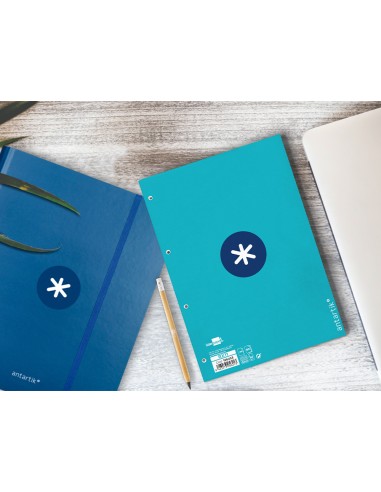 Recambio a4 antartik 80 hojas 90g m2 cuadro 5mm 4 taladros 1 banda con marco color turquesa