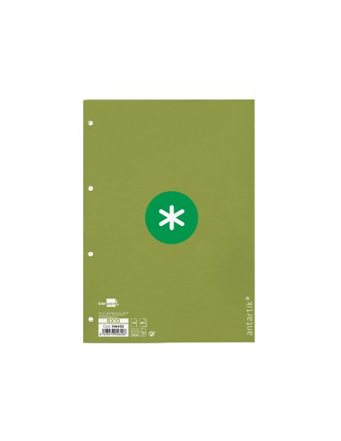Recambio a4 antartik 80 hojas 90g m2 cuadro 5mm 4 taladros 1 banda con marco color verde