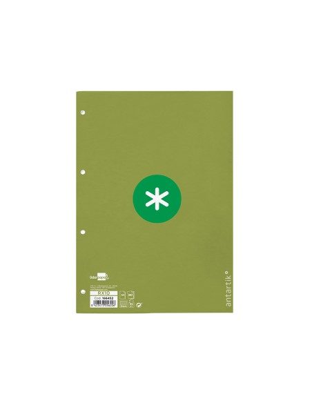 Recambio a4 antartik 80 hojas 90g m2 cuadro 5mm 4 taladros 1 banda con marco color verde