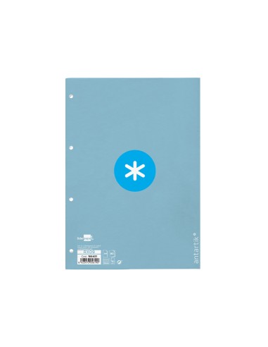 Recambio a4 antartik 80 hojas 90g m2 cuadro 5mm 4 taladros 1 banda con marco color celeste