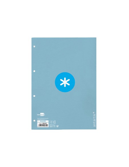 Recambio a4 antartik 80 hojas 90g m2 cuadro 5mm 4 taladros 1 banda con marco color celeste