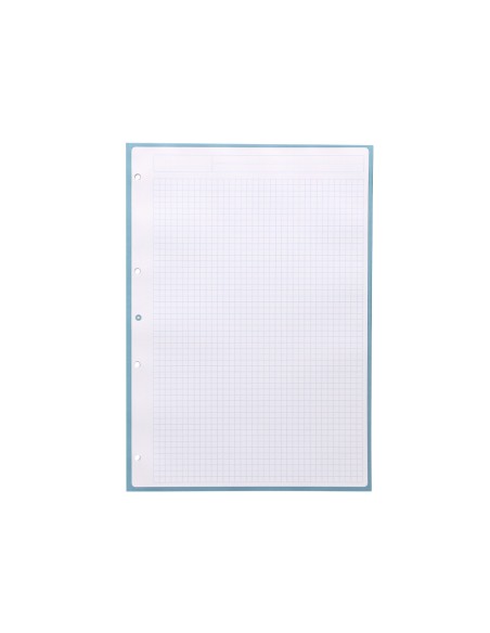 Recambio a4 antartik 80 hojas 90g m2 cuadro 5mm 4 taladros 1 banda con marco color celeste