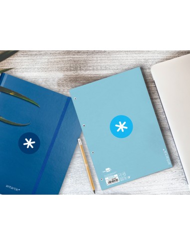 Recambio a4 antartik 80 hojas 90g m2 cuadro 5mm 4 taladros 1 banda con marco color celeste