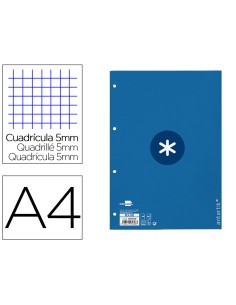 Recambio a4 antartik 80 hojas 90g m2 cuadro 5mm 4 taladros 1 banda con marco color azul oscuro