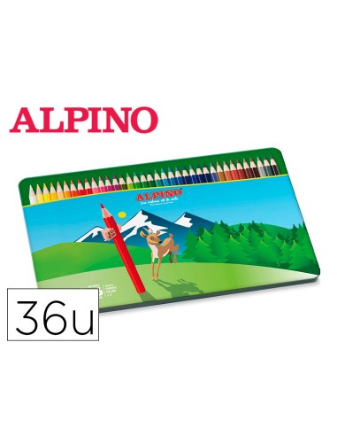 Lapices de colores alpino caja metalica de 36 unidades colores surtidos