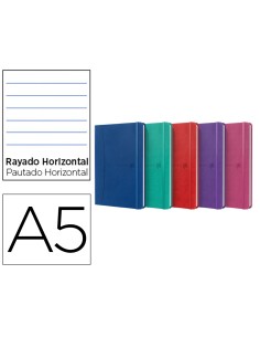 Cuaderno oxford cosida tapa extradura din a5 80 hojas rayado horizontal colores vivos surtidos