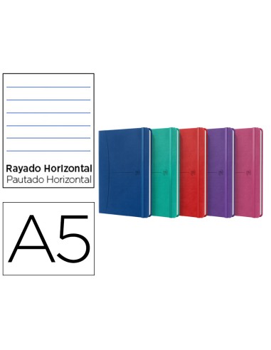 Cuaderno oxford cosida tapa extradura din a5 80 hojas rayado horizontal colores vivos surtidos