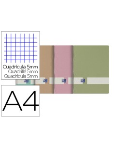 Cuaderno espiral oxford europeanbook 1 din a4 80 hojas cuadro 5x5 nature colores surtidos