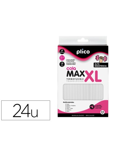 Barra termofusible plico cola extrafuerte max xl 115 mm de diametro x 200 mm de alto blister de 24 unidades