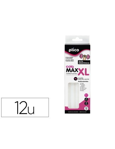 Barra termofusible plico cola extrafuerte max xl 115 mm de diametro x 200 mm de alto blister de 12 unidades